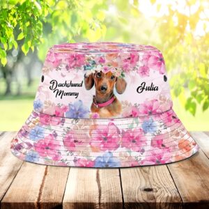 Dachshund Kisses Fix Everything Dog Lover Bucket Hat Custom Name