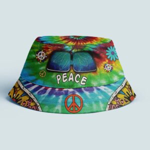 Hippie Peace Bus Multi Color Spiral Tie Dye Bucket Hat