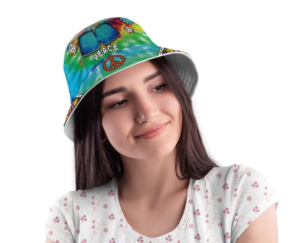 Hippie Peace Bus Multi Color Spiral Tie Dye Bucket Hat