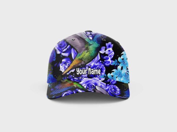 Personalized Hummingbird Butterfly And Flower Baseball Cap