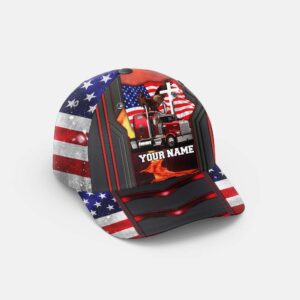 Personalized Trucker Eagle Cross Under God America Flag Baseball Cap