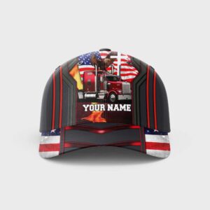 Personalized Trucker Eagle Cross Under God America Flag Baseball Cap