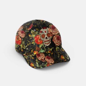 Sugar Skull Rose Flowers Baseball Cap