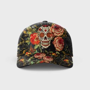 Sugar Skull Rose Flowers Baseball Cap