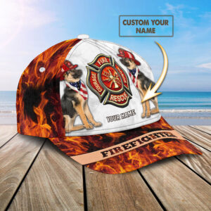 Firefighter German Shepherd Dog Lover Baseball Cap 1 - Adeenyc.com 