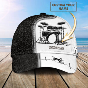 Personalized Drummer's Heart Beat Drumming Lover Baseball Cap