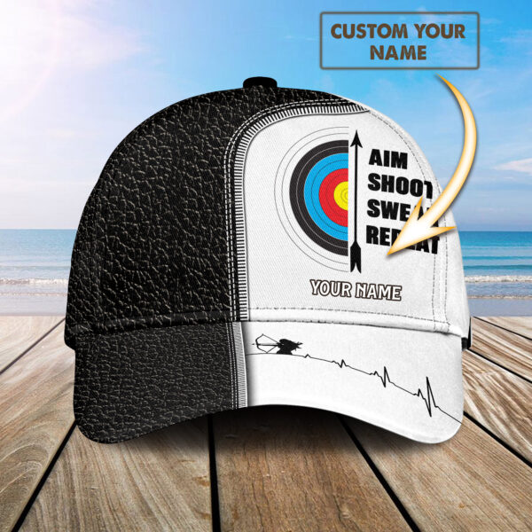 Personalized Name Aim Shoot Swear Repeat Archery Lovers Baseball Cap