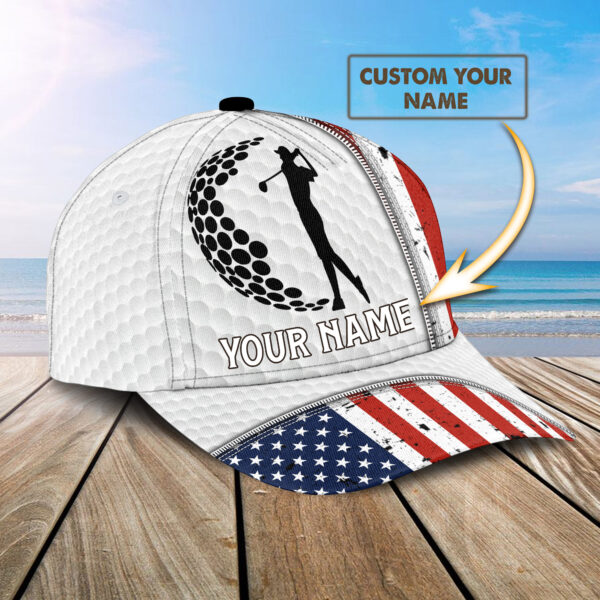 Personalized Name America Flag Golf Man Lovers Baseball Cap