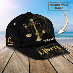 Personalized Name Astrology Zodiac Sign Libra Baseball Cap 1 - Adeenyc.com 