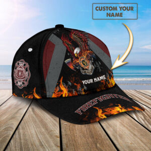 Personalized Name Firefighter Honor Rescue Courage American Flag Baseball Cap 1 - Adeenyc.com 